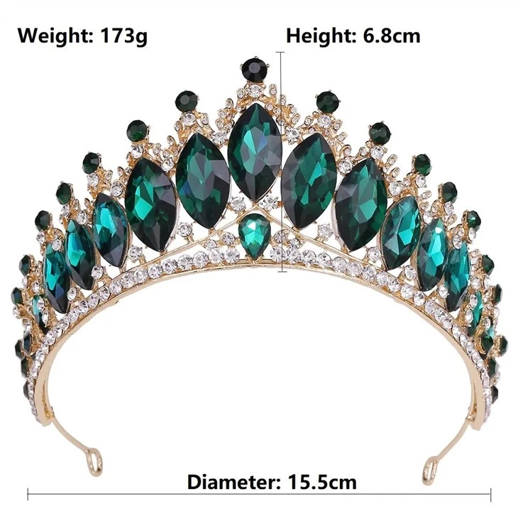 European And American Crystal Wedding Crown Baroque Red Headdress Wedding Accessories Bridal Crown